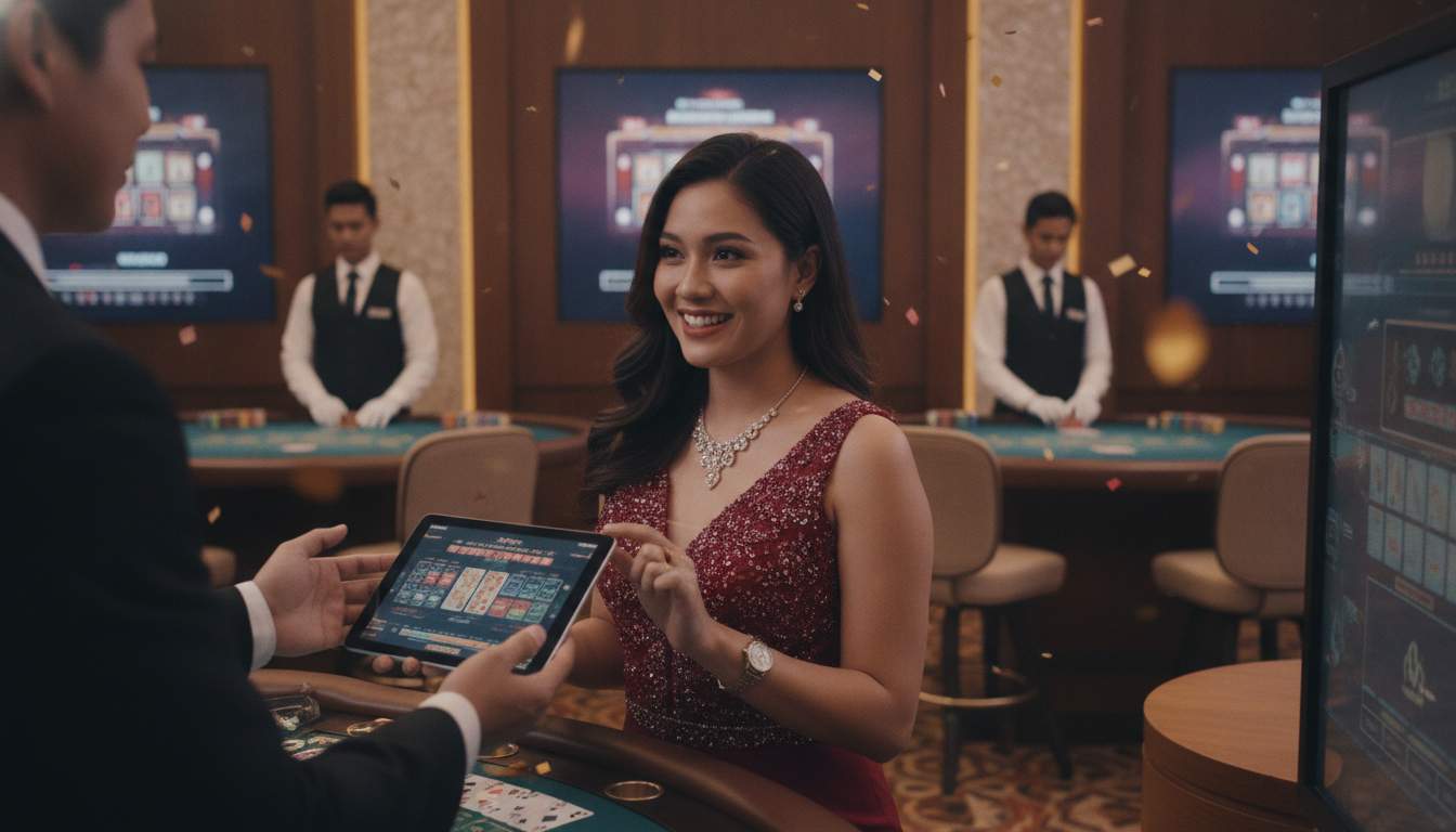 A live casino table with a dealer interacting with players at 3r3r Casino.